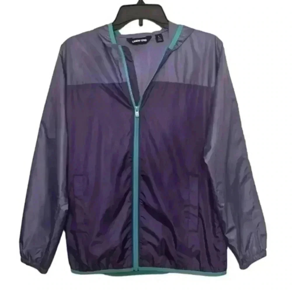 Lands' End Girls Purple Windbreaker Jacket Large